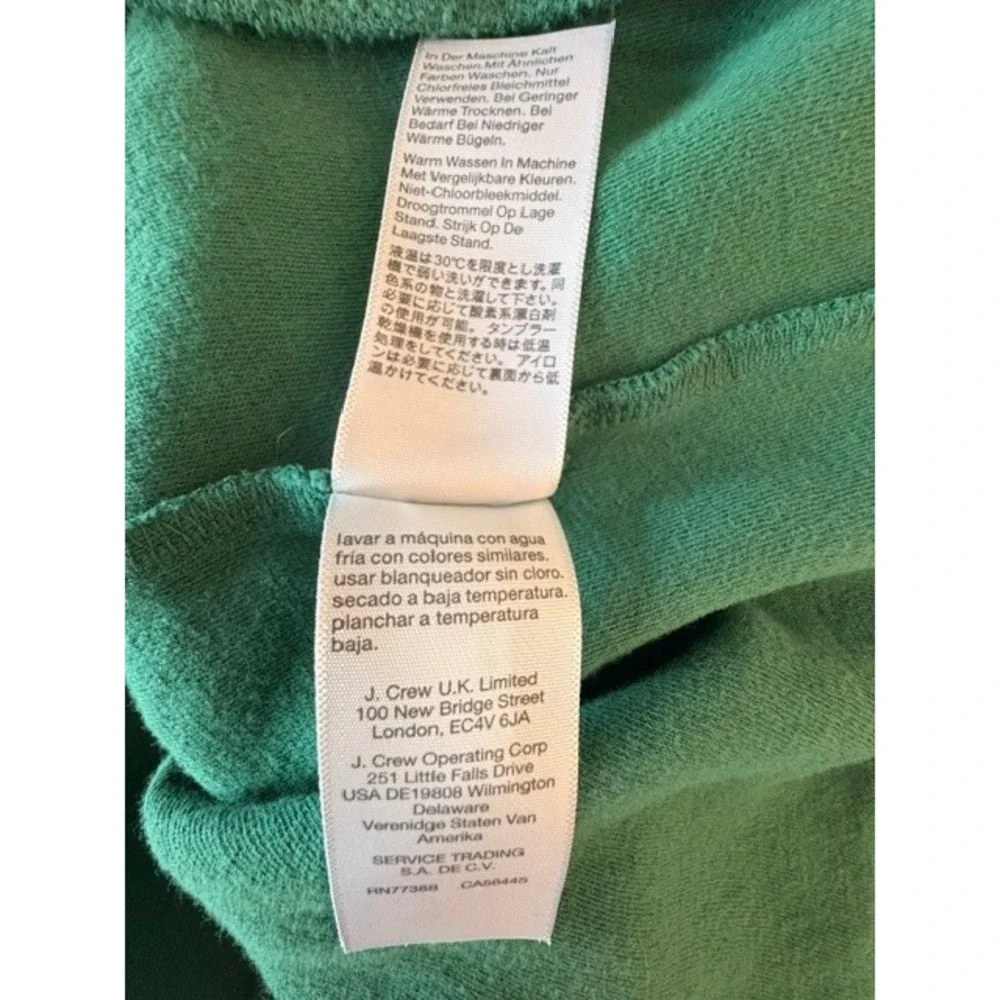 Madewell XL Green Textured Cotton V Neck Puff Sleeve Top Blouse